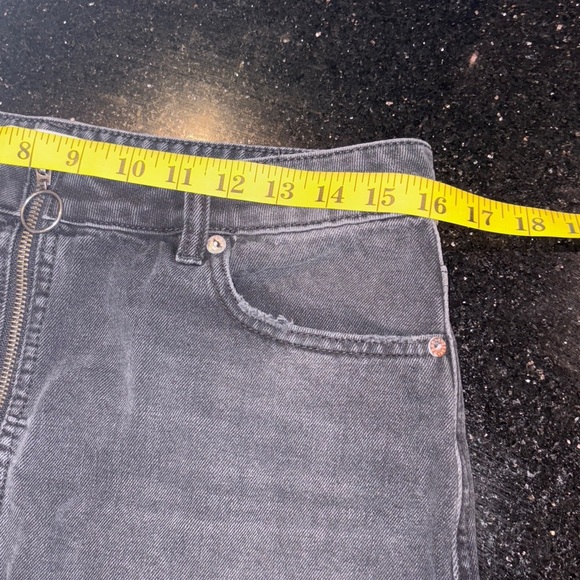 Free People Black Faded Distressed Denim Skirt - Picture 2 of 6